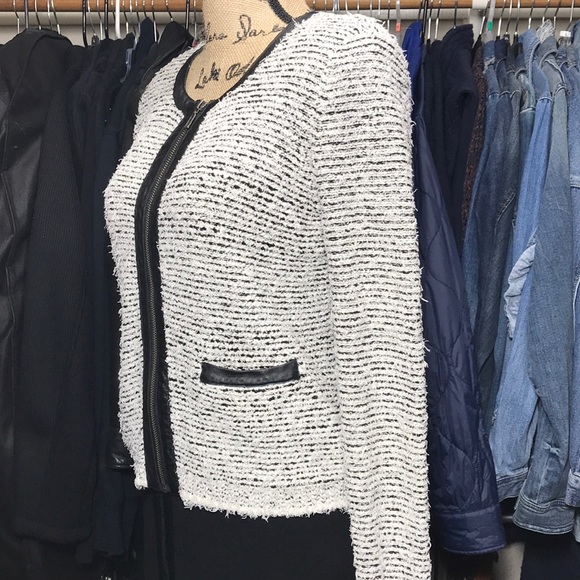 JOIE Goat Leather Trim Zip Blazer - Picture 2 of 7